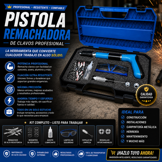 Pistola Remachadora de Clavos Profesional