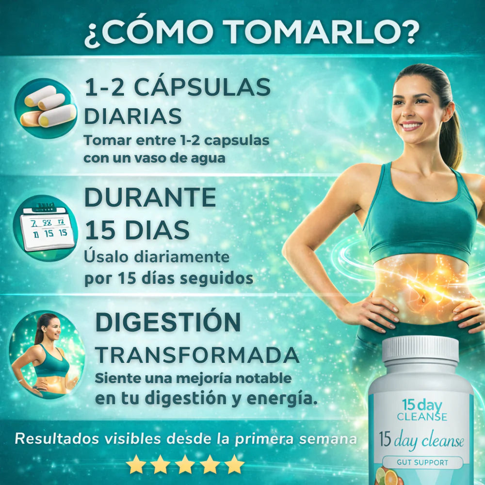 🌿 15 DAY CLEANSE – Limpieza Natural de Intestino y Colon