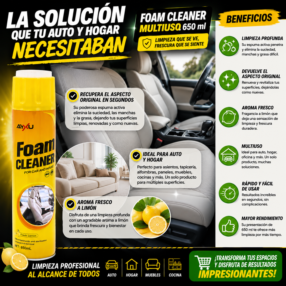 Espuma Limpiadora Multiusos "Foam Cleaner" 650ml