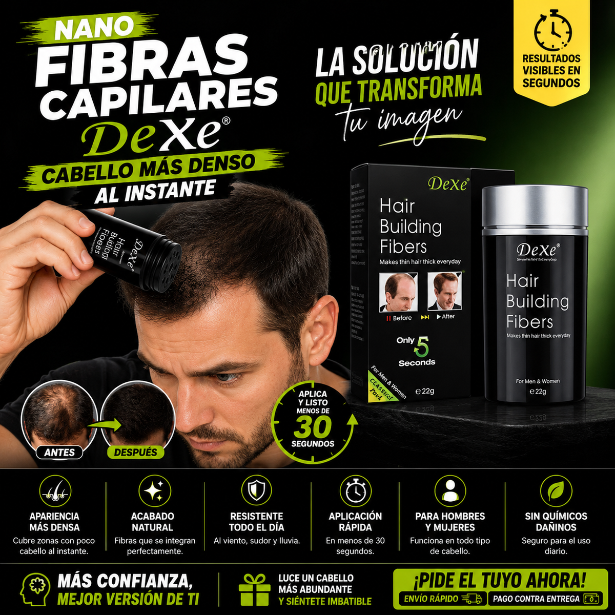 Nano Fibras Capilares DeXe - Para el Aumento del Cabello