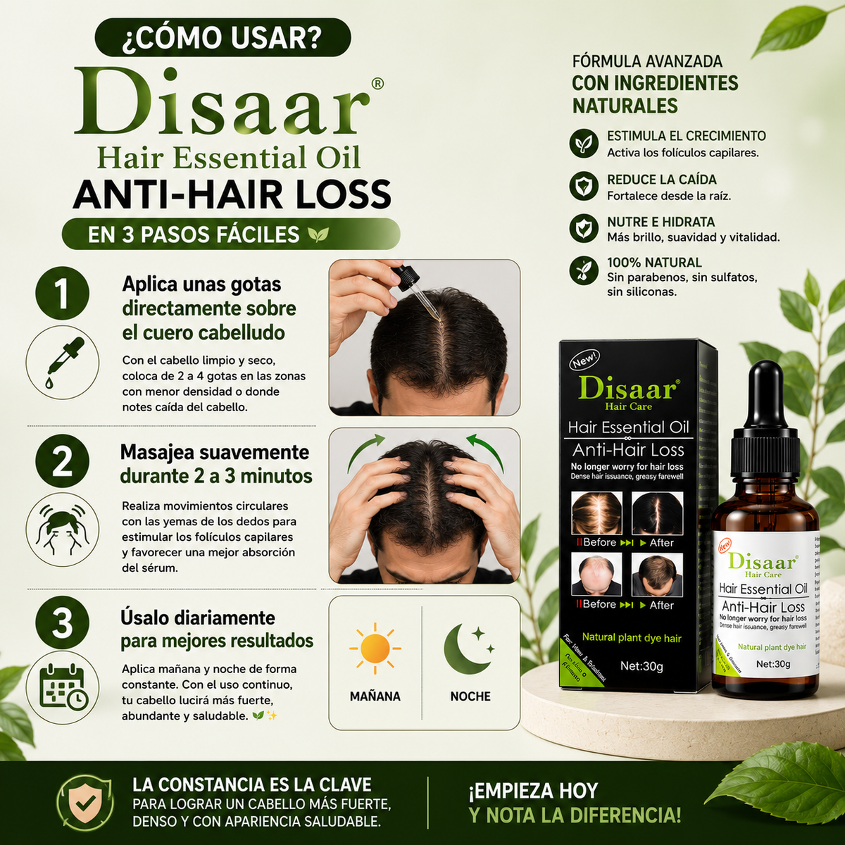 Sérum para el Crecimiento del Cabello Disaar Hair Essential Oil Anti-Hair Loss