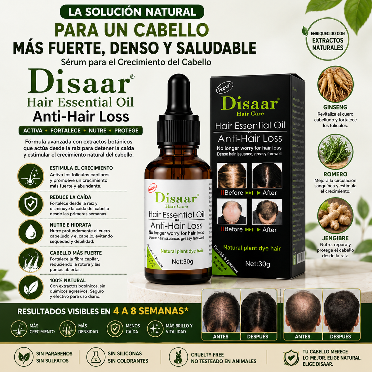 Sérum para el Crecimiento del Cabello Disaar Hair Essential Oil Anti-Hair Loss