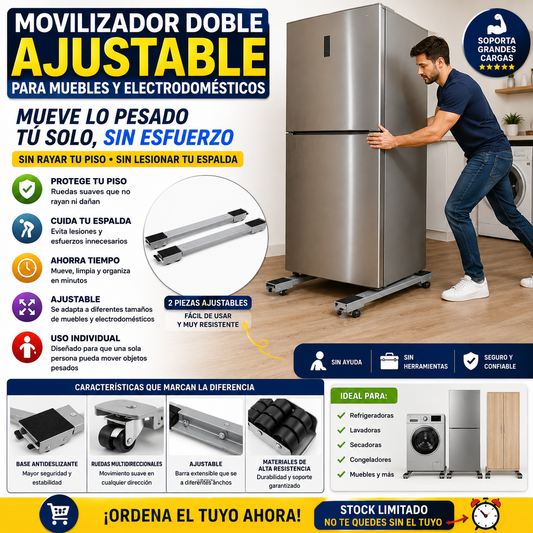 Movilizador Doble Ajustable Para Muebles y Electrodomésticos