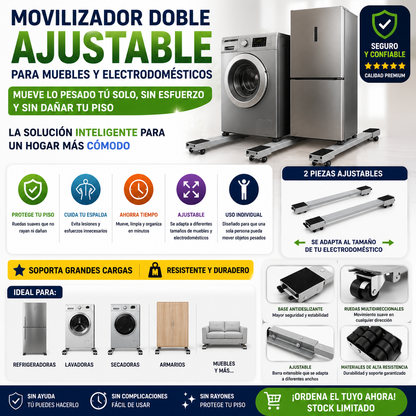 Movilizador Doble Ajustable Para Muebles y Electrodomésticos