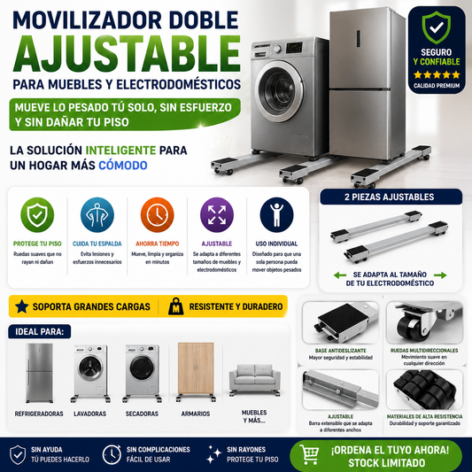 Movilizador Doble Ajustable Para Muebles y Electrodomésticos