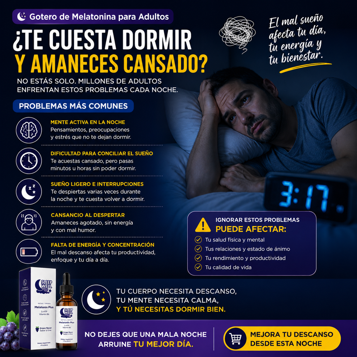 Gotero de Melatonina para Adultos Sleep Well