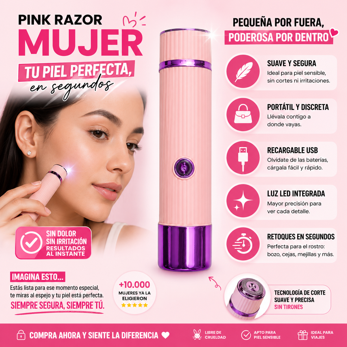 Pink Razor - Removedor de Vello Facial