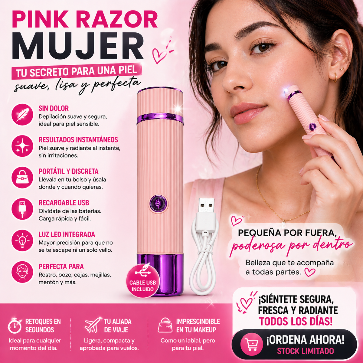 Pink Razor - Removedor de Vello Facial