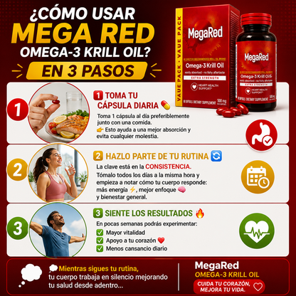 MegaRed CardioMax Omega-3 Premium - Recupera Energía, Bienestar y Protege tu Corazón cada día