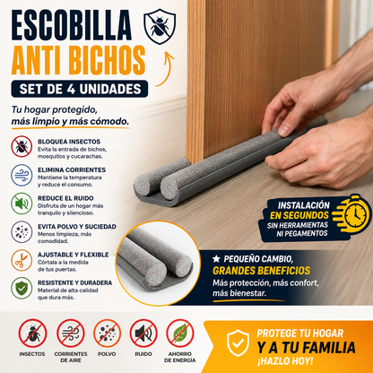 Escobilla Anti Bichos para Puertas Set de 4 Unidades