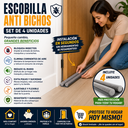 Escobilla Anti Bichos para Puertas Set de 4 Unidades
