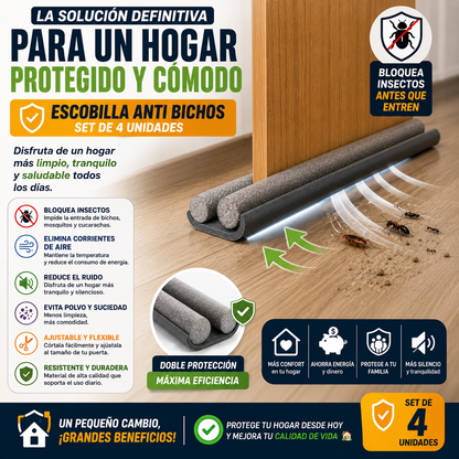 Escobilla Anti Bichos para Puertas Set de 4 Unidades