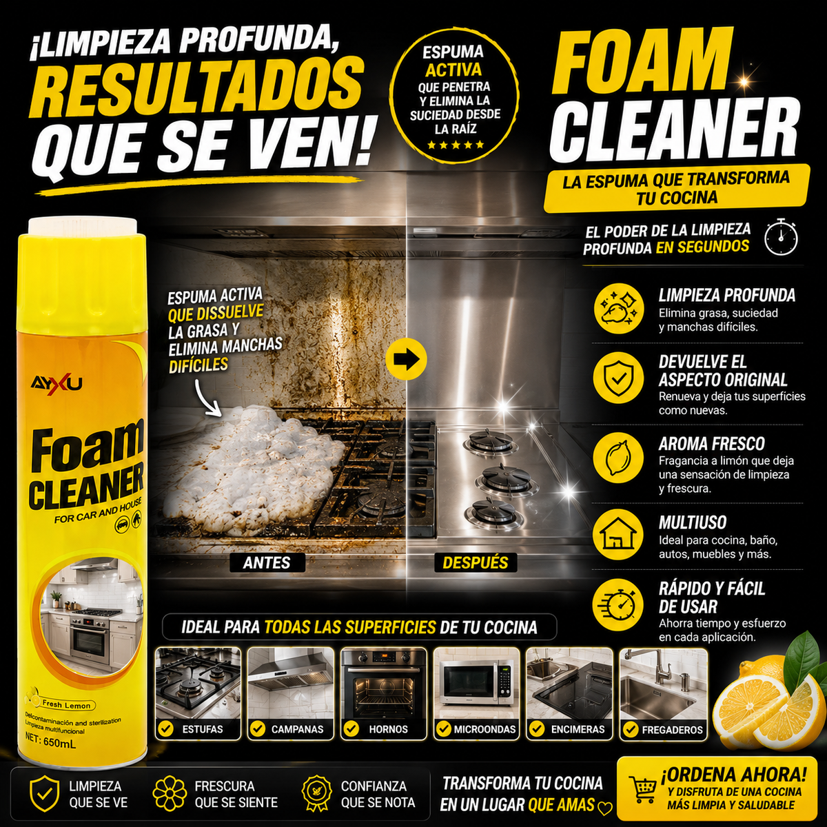Espuma Limpiadora Multiusos "Foam Cleaner" 650ml