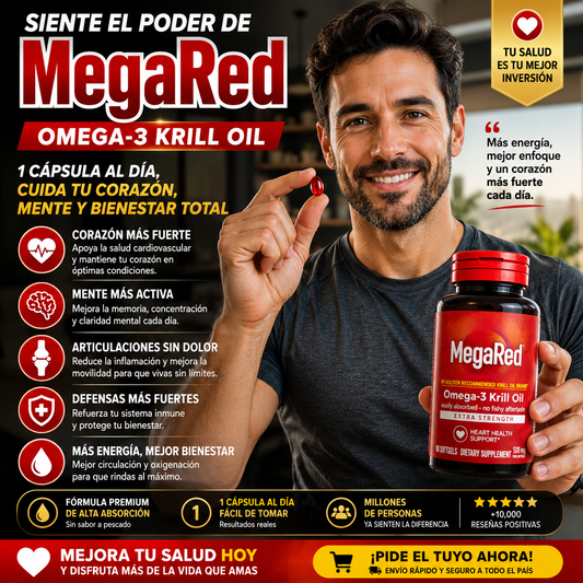 MegaRed CardioMax Omega-3 Premium - Recupera Energía, Bienestar y Protege tu Corazón cada día