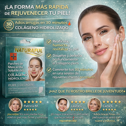 Parches de Mascarilla Soluble de Colágeno Hidrolizado (6 Pares - 12 Piezas)