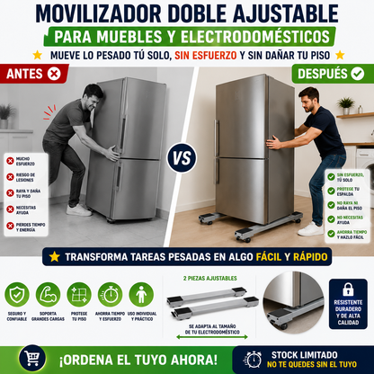 Movilizador Doble Ajustable Para Muebles y Electrodomésticos