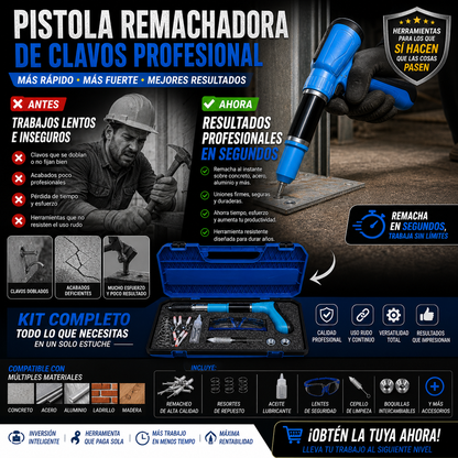 Pistola Remachadora de Clavos Profesional