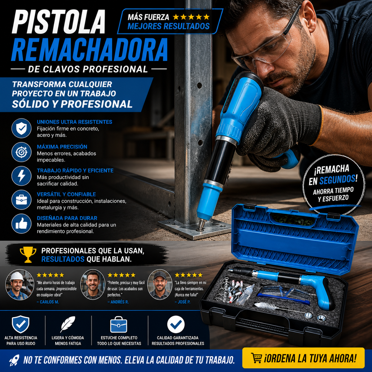 Pistola Remachadora de Clavos Profesional