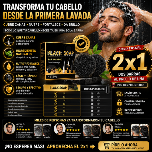 OFERTA 2X1 Black Soap Shampoo Anticanas