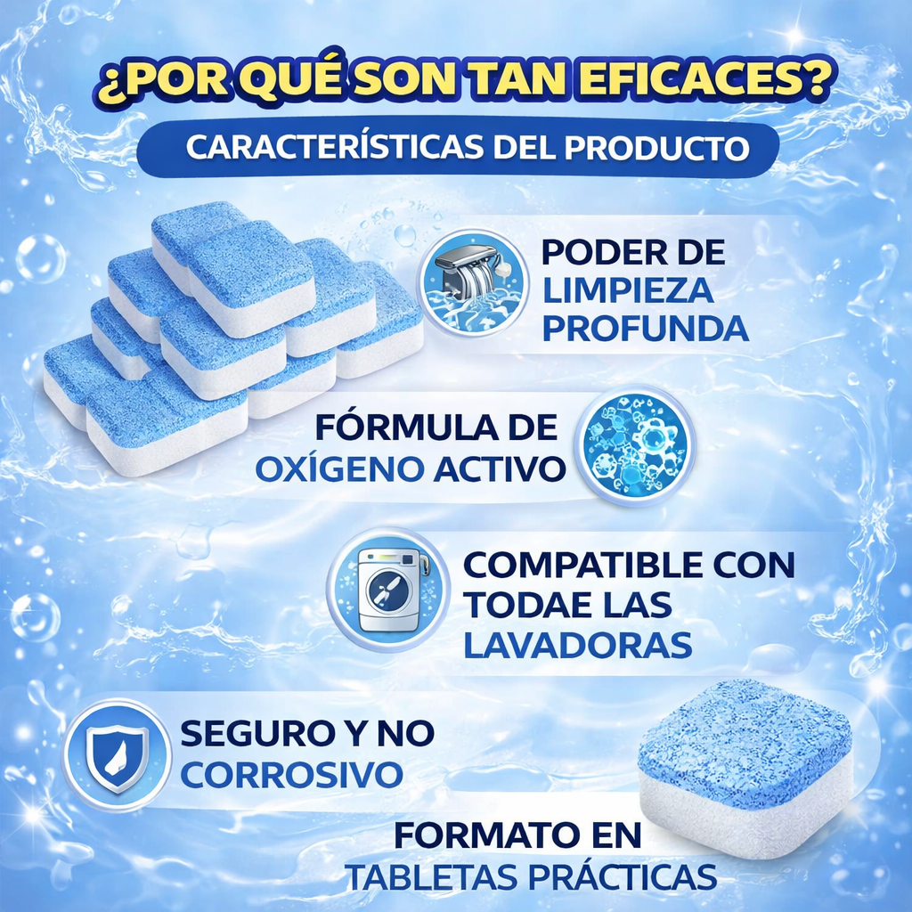 Max Home - Tabletas Limpiadoras de Lavadoras (12 Piezas)