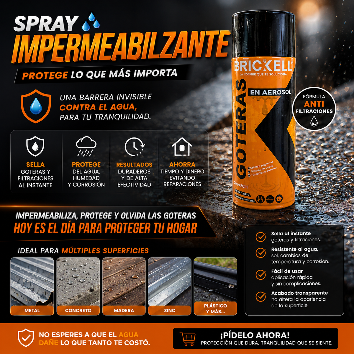 Spray Impermeabilizante Profesional (Para todo tipo de Superficies)